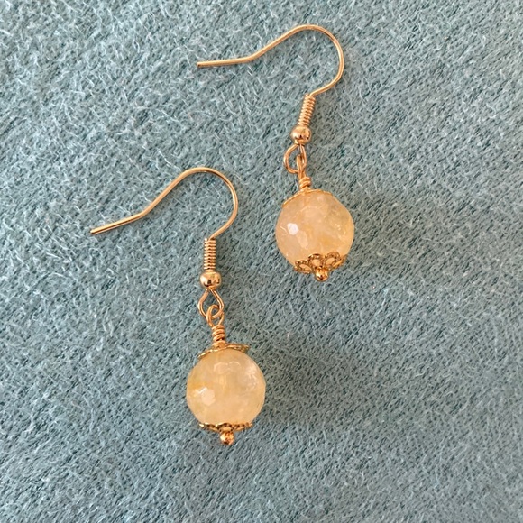 Handmade Jewelry - Citrine Faceted Gold Dangle Earrings